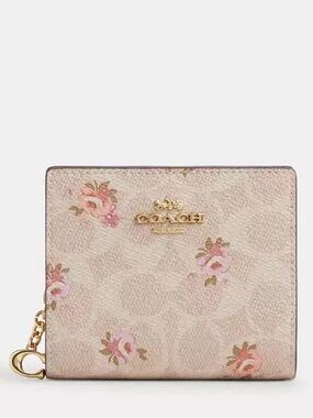 COACH Snap Wallet In Signature Canvas With Floral Print